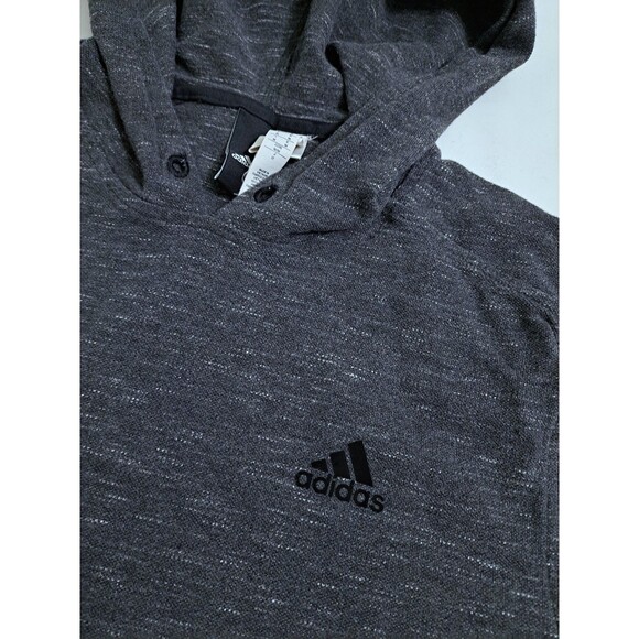 Adidas Short Sleeve Hoodie Mens Medium Gray Activewear Gym Run Workout Athletic - Picture 2 of 7